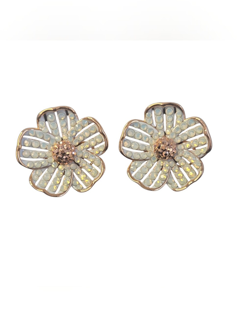 Kate Spade Glistening Petals Opal Crystal Flower Earrings